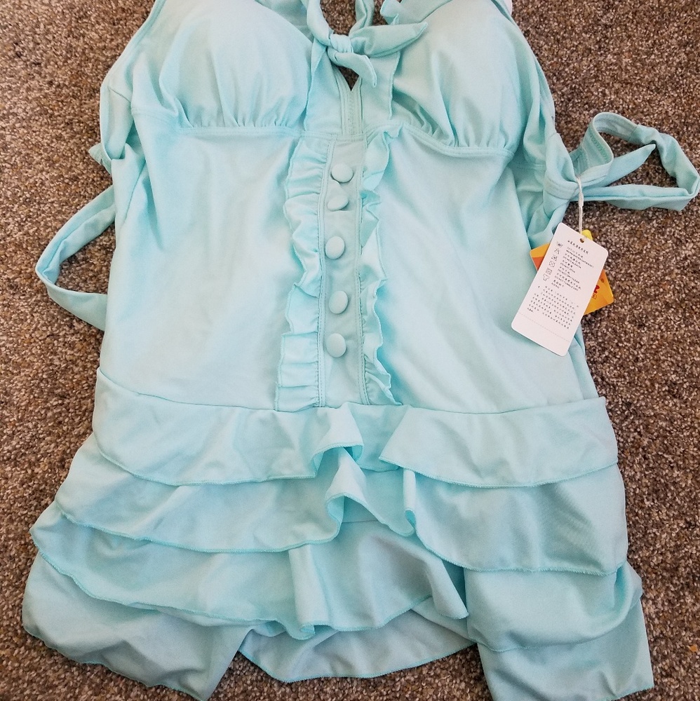 Seafoam blue plus size swimsuit